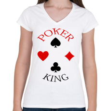 PRINTFASHION pokerking_1 - Női V-nyakú póló - Fehér