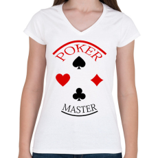 PRINTFASHION pokermaster_2 - Női V-nyakú póló - Fehér
