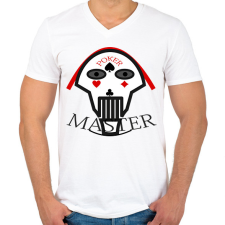 PRINTFASHION pokermaster_3 - Férfi V-nyakú póló - Fehér férfi póló