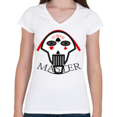 PRINTFASHION pokermaster_3 - Női V-nyakú póló - Fehér