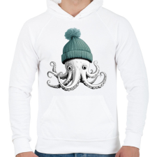 PRINTFASHION Polip - Férfi kapucnis pulóver - Fehér férfi pulóver, kardigán