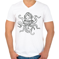 PRINTFASHION Polip - Férfi V-nyakú póló - Fehér