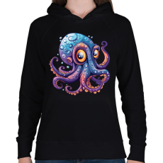 PRINTFASHION Polip  - Női kapucnis pulóver - Fekete