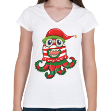 PRINTFASHION polip - Női V-nyakú póló - Fehér