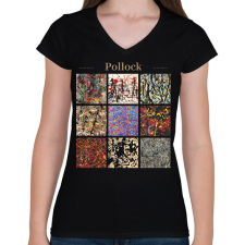 PRINTFASHION Pollock - részletek - Női V-nyakú póló - Fekete női póló