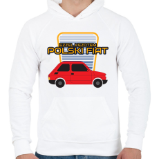 PRINTFASHION Polski Fiat - ezzel kezdtem - Férfi kapucnis pulóver - Fehér