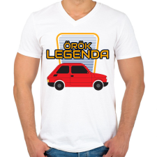 PRINTFASHION Polski Fiat Örök Legenda - Férfi V-nyakú póló - Fehér férfi póló