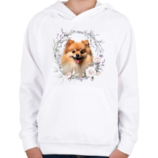 PRINTFASHION pomerániai törpespicc virágokkal - Gyerek kapucnis pulóver - Fehér gyerek pulóver, kardigán
