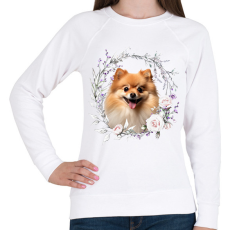PRINTFASHION pomerániai törpespicc virágokkal - Női pulóver - Fehér