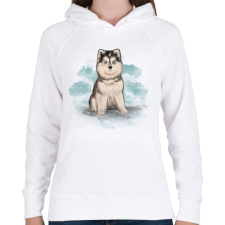 PRINTFASHION Pomsky kutya - Női kapucnis pulóver - Fehér női pulóver, kardigán