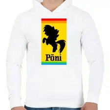 PRINTFASHION Póni - Ferrari paródia - Férfi kapucnis pulóver - Fehér férfi pulóver, kardigán