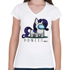 PRINTFASHION Ponies among us - Női V-nyakú póló - Fehér