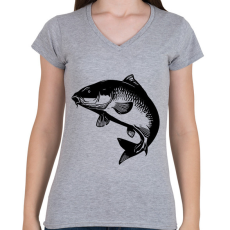 PRINTFASHION ponty - Női V-nyakú póló - Sport szürke