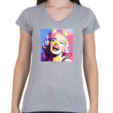 PRINTFASHION PopArt - Marilyn Monroe - Női V-nyakú póló - Sport szürke női póló