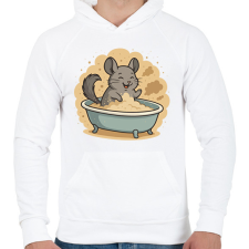 PRINTFASHION Porfürdőző csincsilla - Férfi kapucnis pulóver - Fehér férfi pulóver, kardigán