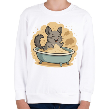PRINTFASHION Porfürdőző csincsilla - Gyerek pulóver - Fehér gyerek pulóver, kardigán