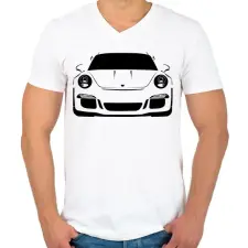 PRINTFASHION Porsche 911 - Férfi V-nyakú póló - Fehér férfi póló