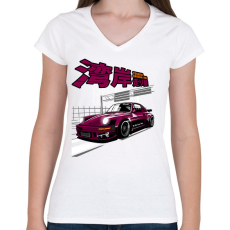 PRINTFASHION PORSCHE 911 RAUH WELT BEGRIFF RWB - Női V-nyakú póló - Fehér