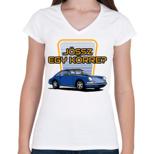 PRINTFASHION Porsche - Női V-nyakú póló - Fehér női póló