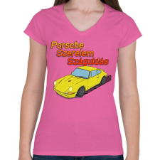 PRINTFASHION Porsche Szerelem Száguldás - Női V-nyakú póló - Rózsaszín női póló