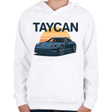 PRINTFASHION Porsche Taycan - Gyerek kapucnis pulóver - Fehér