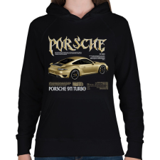 PRINTFASHION porsche turbo gold - Női kapucnis pulóver - Fekete női pulóver, kardigán