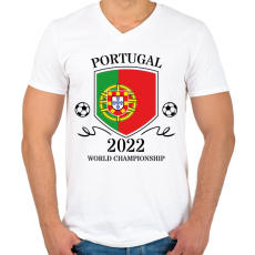 PRINTFASHION Portugal 2022 - Férfi V-nyakú póló - Fehér
