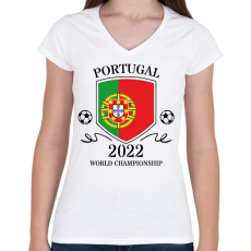 PRINTFASHION Portugal 2022 - Női V-nyakú póló - Fehér