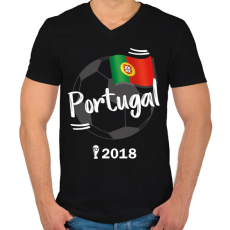 PRINTFASHION Portugália - Férfi V-nyakú póló - Fekete