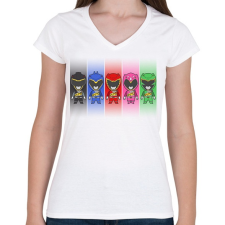 PRINTFASHION Power Rangers - Női V-nyakú póló - Fehér női póló