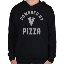 PRINTFASHION Powered by Pizza - Gyerek kapucnis pulóver - Fekete gyerek pulóver, kardigán