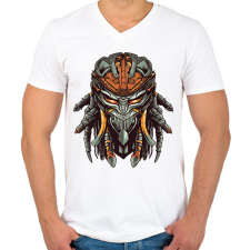 PRINTFASHION Predator - Férfi V-nyakú póló - Fehér férfi póló