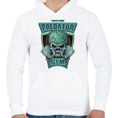 PRINTFASHION Predator Gym - Férfi kapucnis pulóver - Fehér