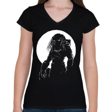 PRINTFASHION Predator - Női V-nyakú póló - Fekete női póló