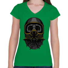 PRINTFASHION Predator sisak - Női V-nyakú póló - Zöld női póló