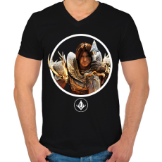 PRINTFASHION Predecessor - Greystone - Férfi V-nyakú póló - Fekete