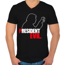 PRINTFASHION President Evil - Férfi V-nyakú póló - Fekete férfi póló