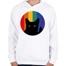PRINTFASHION Pride cat - Gyerek kapucnis pulóver - Fehér gyerek pulóver, kardigán