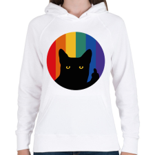 PRINTFASHION Pride cat - Női kapucnis pulóver - Fehér női pulóver, kardigán