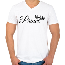 PRINTFASHION Prince - Férfi V-nyakú póló - Fehér