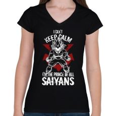 PRINTFASHION Prince of all saiyans - Női V-nyakú póló - Fekete