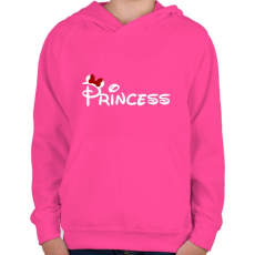 PRINTFASHION Princess fehér felirat - Gyerek kapucnis pulóver - Fukszia