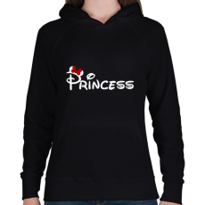 PRINTFASHION Princess fehér felirat - Női kapucnis pulóver - Fekete