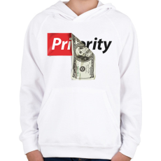 PRINTFASHION Priority - Gyerek kapucnis pulóver - Fehér