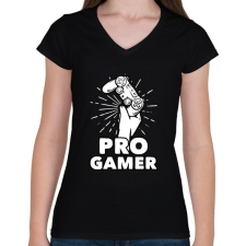 PRINTFASHION Pro Gamer - Női V-nyakú póló - Fekete női póló