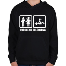 PRINTFASHION Probléma megoldva - Gyerek kapucnis pulóver - Fekete gyerek pulóver, kardigán