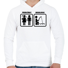 PRINTFASHION Probléma? Megoldva! Horgászat - Férfi kapucnis pulóver - Fehér férfi pulóver, kardigán