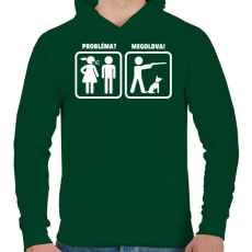 PRINTFASHION Probléma? Megoldva! - Vadászat - Férfi kapucnis pulóver - Sötétzöld