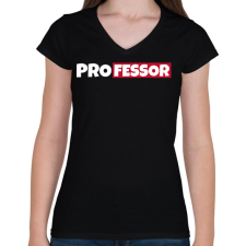 PRINTFASHION PROFESSOR - Női V-nyakú póló - Fekete női póló