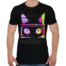 PRINTFASHION Psychedelic cat - Férfi póló - Fekete